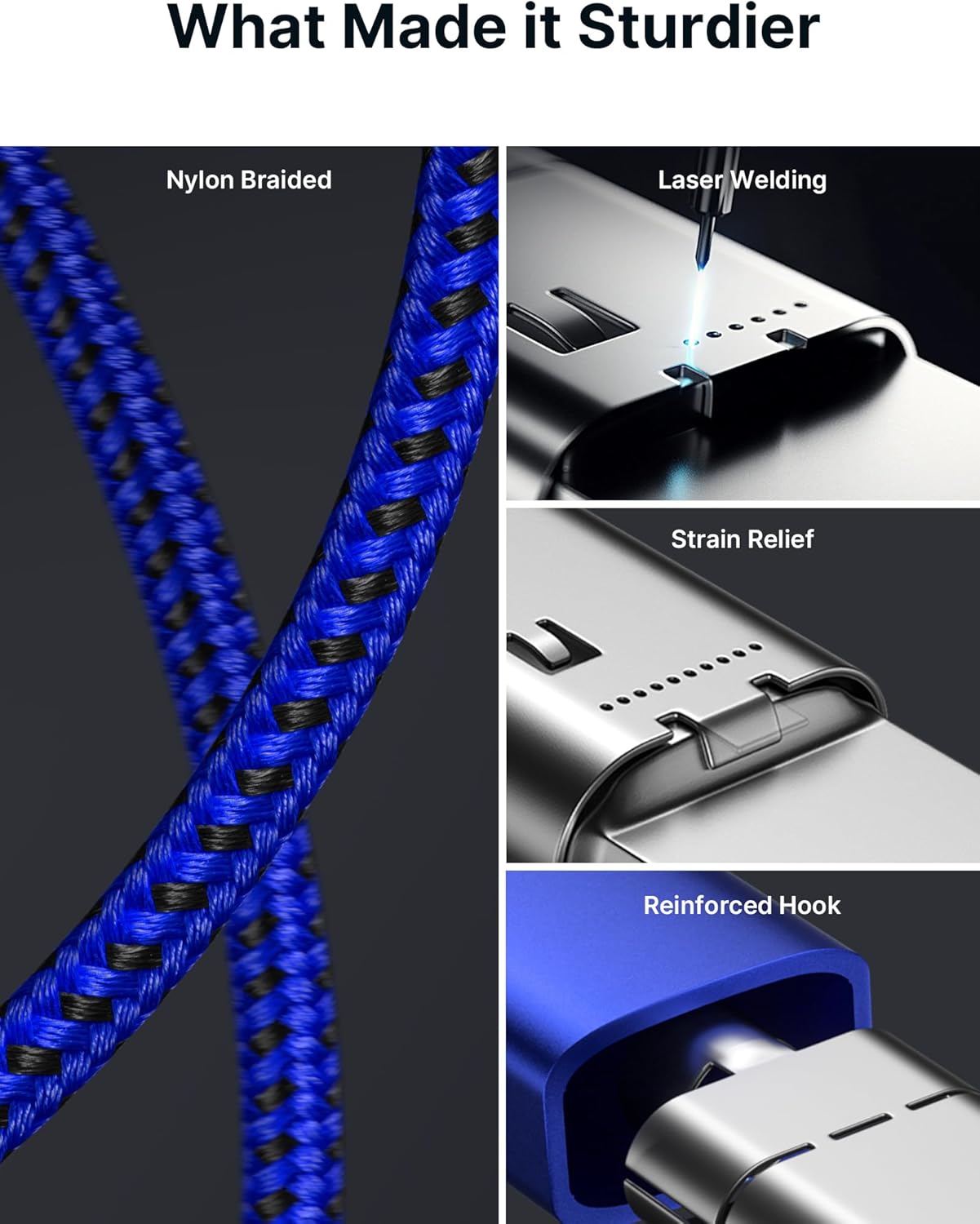 JSAUX 100W USB C to USB C Cable [2-Pack 10FT], Type C Fast Charging Cord for iPhone Air/iPhone 17/iPhone 17 Pro/iPhone 17 Pro Max, iPhone 16/15 Series, Galaxy S/Note Series, MacBook, iPad - Blue